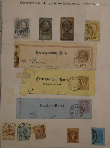 An old German illustrated stamp album containing a GB and wo...