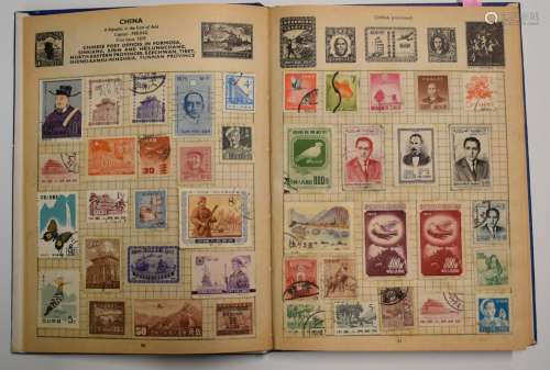Two schoolboy stamp albums with an all world stamp collectio...