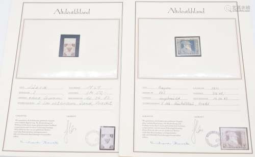 Two German States stamps (Lubeck SG3 unused & Bavaria SG...