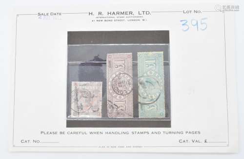 Three used GB QV �1 stamps, some faults, high catalogue valu...