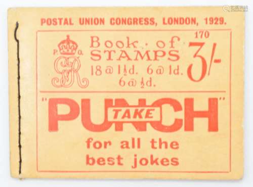 GB 1929 PUC 3/- punch booklet SG BB25, complete and in super...