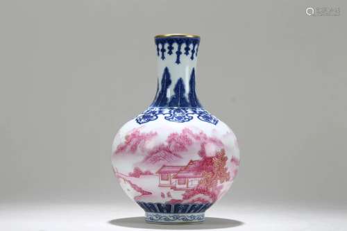 A Chinese Mountain-view Detailed Fortune Porcelain Vase