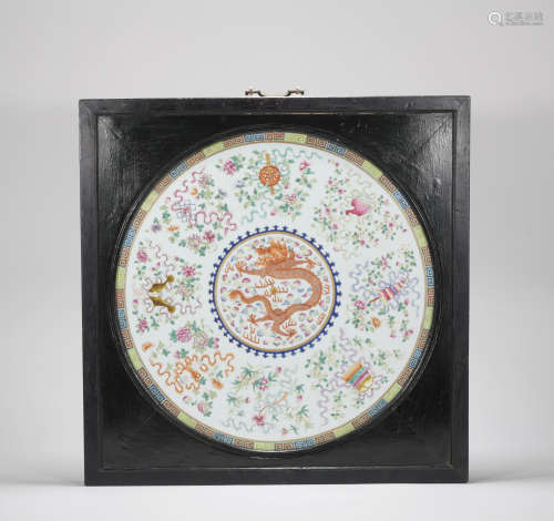 A Dou cai 'floral and dragon' porcelain plate