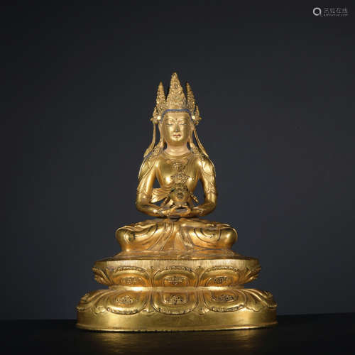 A gilt-bronze statue of Amitayus