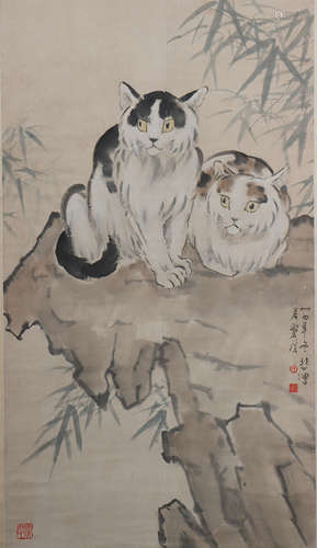 A Xu beihong's cats painting