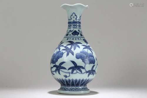 A Chinese Blue and White Fortune Porcelain Vase