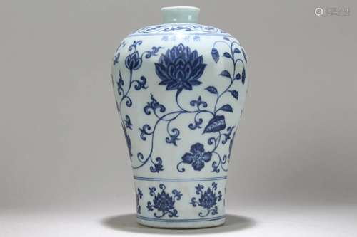 A Chinese Blue and White Fortune Porcelain Vase