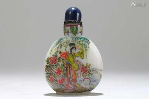 A Chinese Lady-portrait Fortune Snuff Bottle