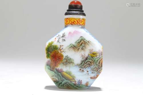 A Chinese Mountain-view Fortune Snuff Bottle