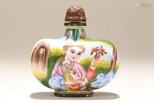 A Chinese Western-portrait Fortune Snuff Bottle