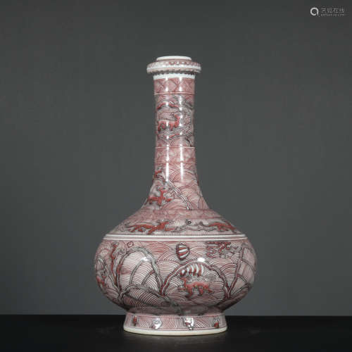 A copper-red-glazed vase
