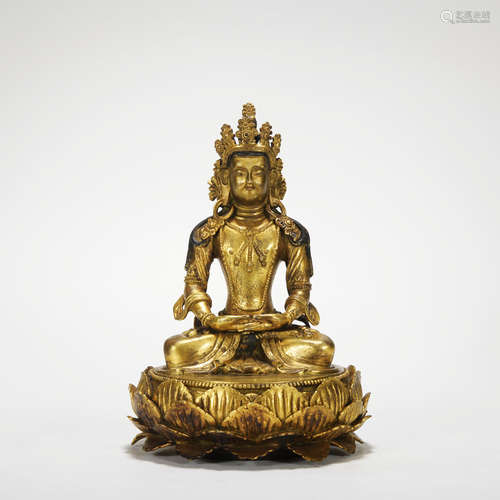 A gilt-bronze statue of Amitayus