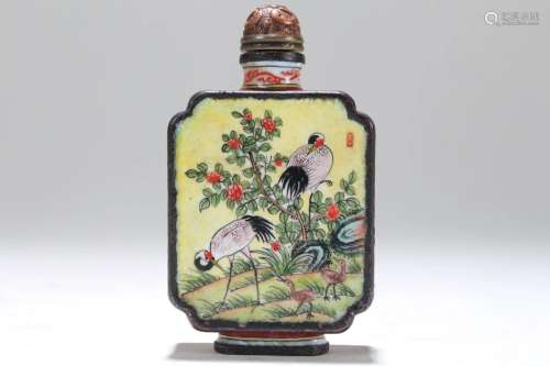 A Chinese Crane-fortune Fortune Snuff Bottle