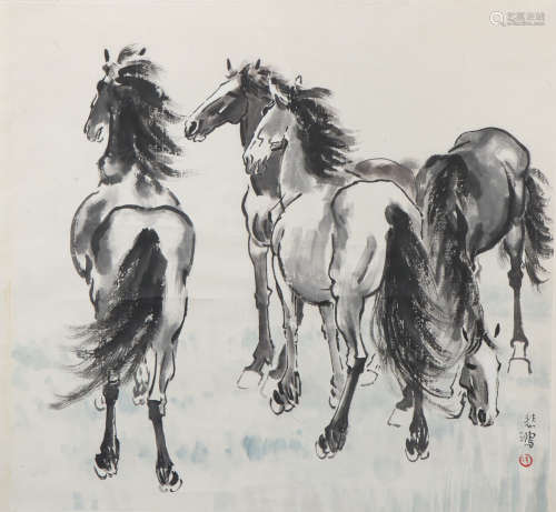 A Xu beihong's horses painting