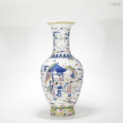 A Wu cai 'figure' vase