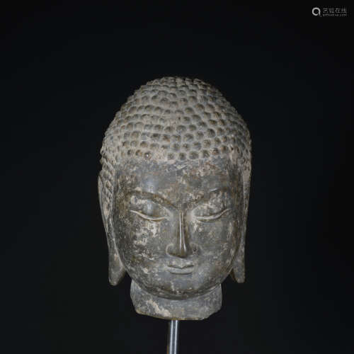 A bronze buddha head