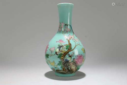 A Chinese Blue-coding Poetry-framing Fortune Porcelain