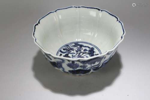 A Chinese Blue and White Fortune Massive Porcelain Bowl