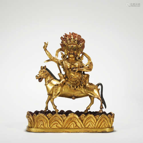 A gilt-bronze statue of Palden Lhamo