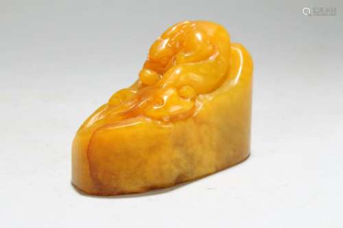 A Chinese Fortune Soapstone Myth-beast Seal