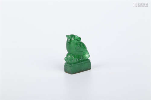 A Jade Phoenix-Knob Seal, Qing Dyn.