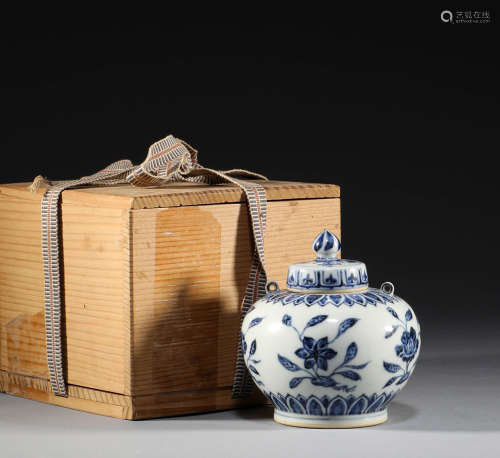 Ming Dynasty, blue and white flower pattern pot