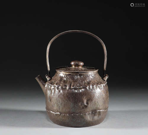 Pure silver lifting beam silver pot, Japan