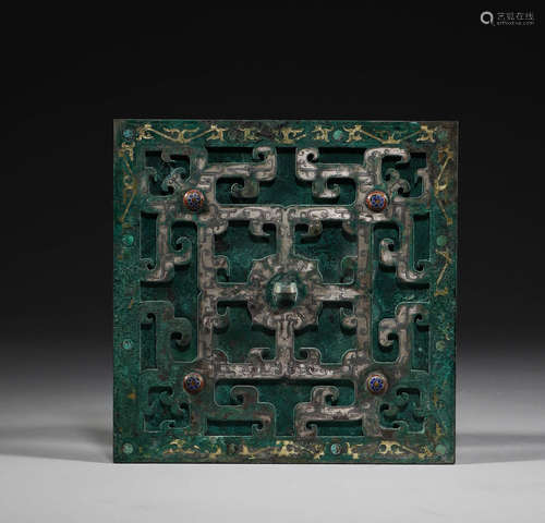 Han Dynasty, bronze mirror inlaid with pine stone