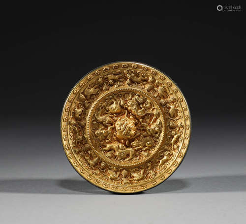 Han Dynasty, bronze pure gold mirror