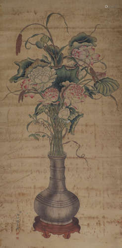 Lang shining, ink and silk scroll