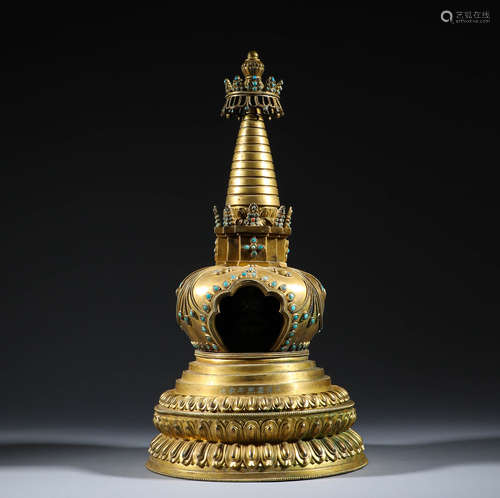 Bronze gilded Pagoda in Qing Dynasty