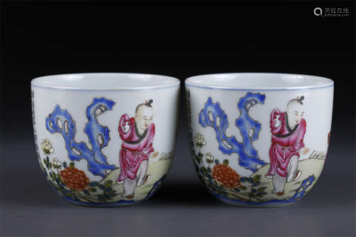 A Pair of Rose Porcelain Cups.