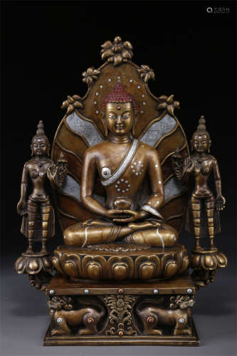 An Alloy Copper Amitayus Buddha Statue.