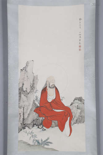 An Arhat Painting on Paper by Chen Shaomei.