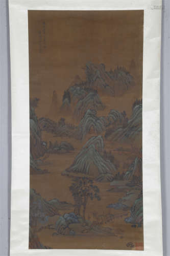 A Landscape Painting on Silk by Wang Meng.