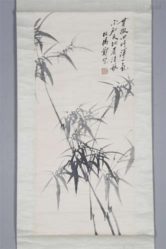 A Bamboo Painting on Paper by Zheng Banqiao.