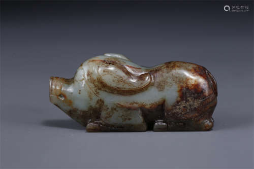 A Hetian Jade Pig Sculpture Ornament.