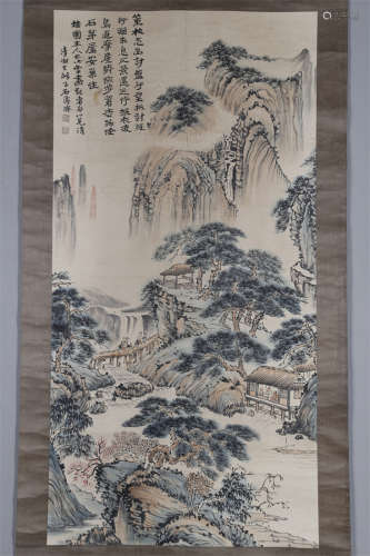 A Landscape Painting on Paper by Shi Tao.