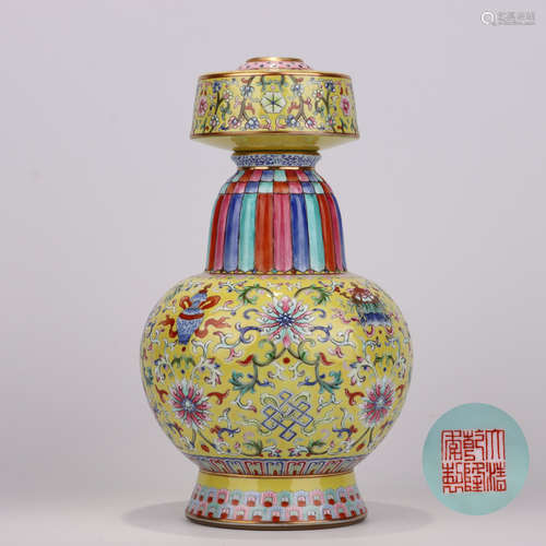 Famille Rose Flower Penba-Style Pot