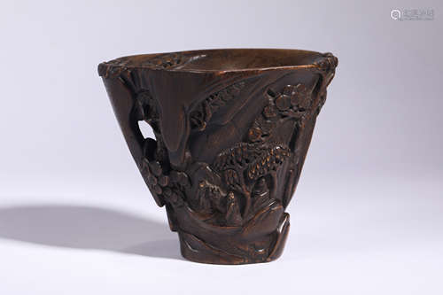 Carved Agalloch Pine and Scholar Jue Cup