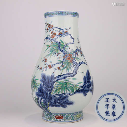 Doucai Glaze Pine, Bamboo and Prunus Jar