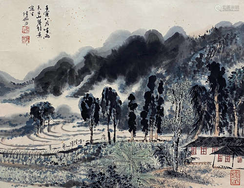 Lu Yanshao, Chinese Pavilion and Landscape Painting