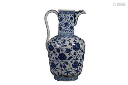 Blue and White Flower Ewer