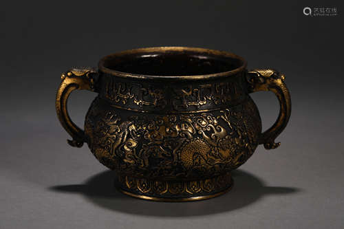 Gilt-Bronze Beast-Eared Censer