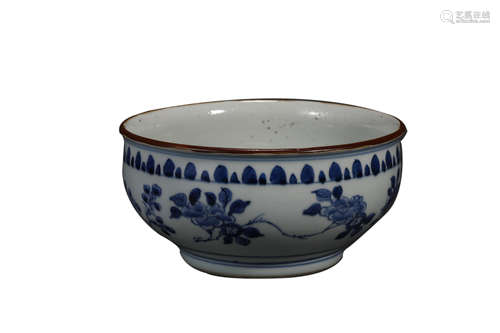 Blue and White Flower Bowl