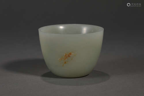 Carved Hetian Jade Cup