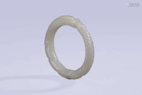 Carved Jade Bangle with Dragon Pattern