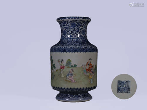 Famille Rose and Underglaze Blue Eight Immortals Vase