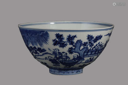 Blue and White Figure Bowl