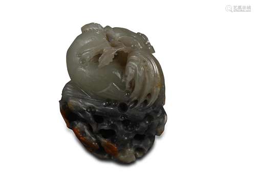 Carved Grey and Black Jade Ornament